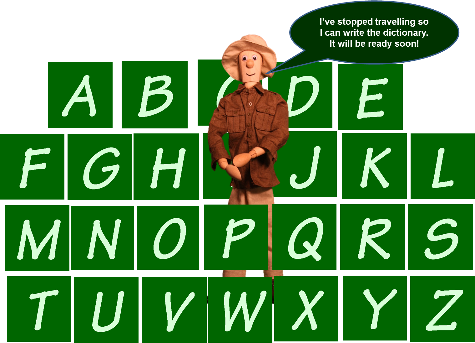 George sorting out the alphabet